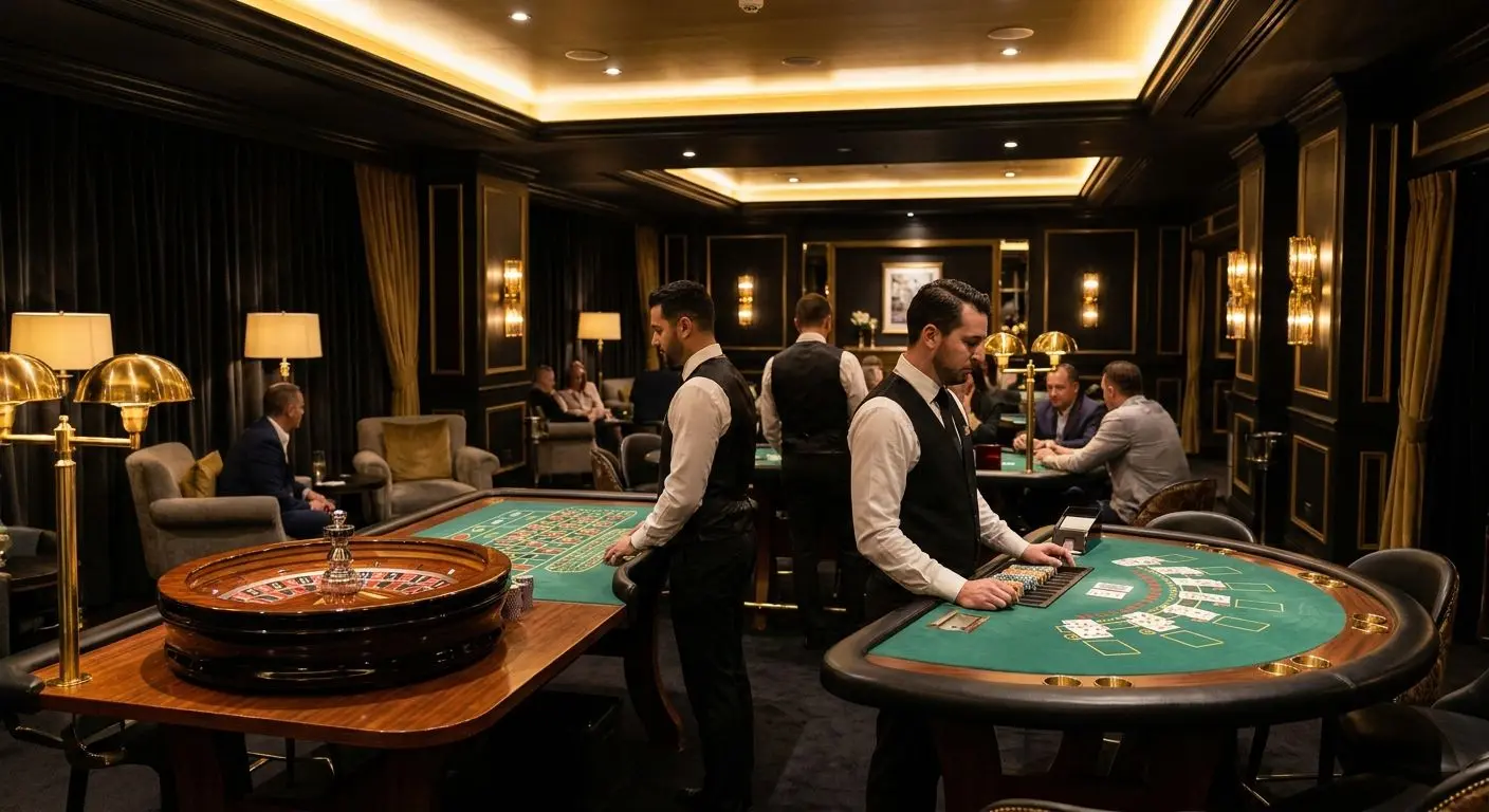 Atmosfera premium con tavoli dal vivo stile roulette e blackjack