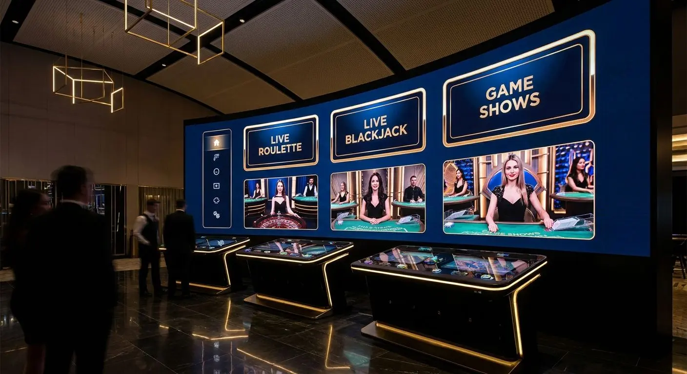 Lobby live con categorie roulette blackjack e game show