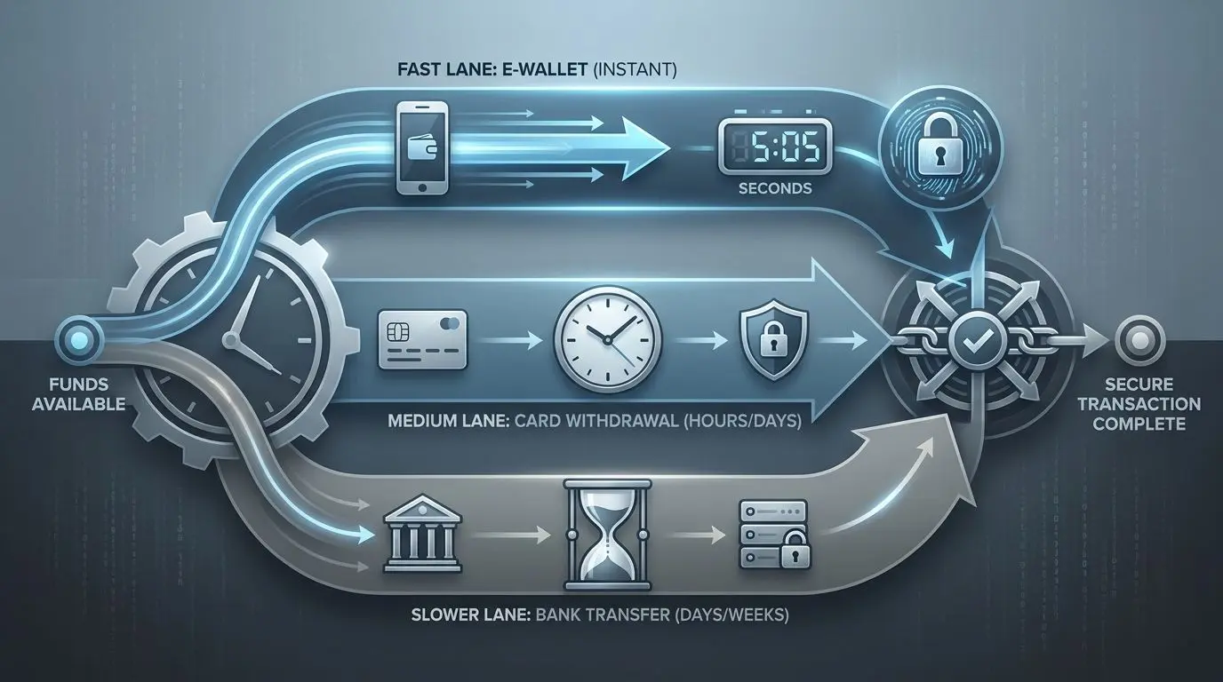 Timeline dei tempi di prelievo tra wallet, carte e bonifico