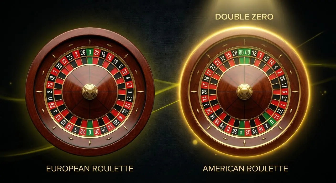 Confronto visivo tra ruota europea e americana con doppio zero evidenziato