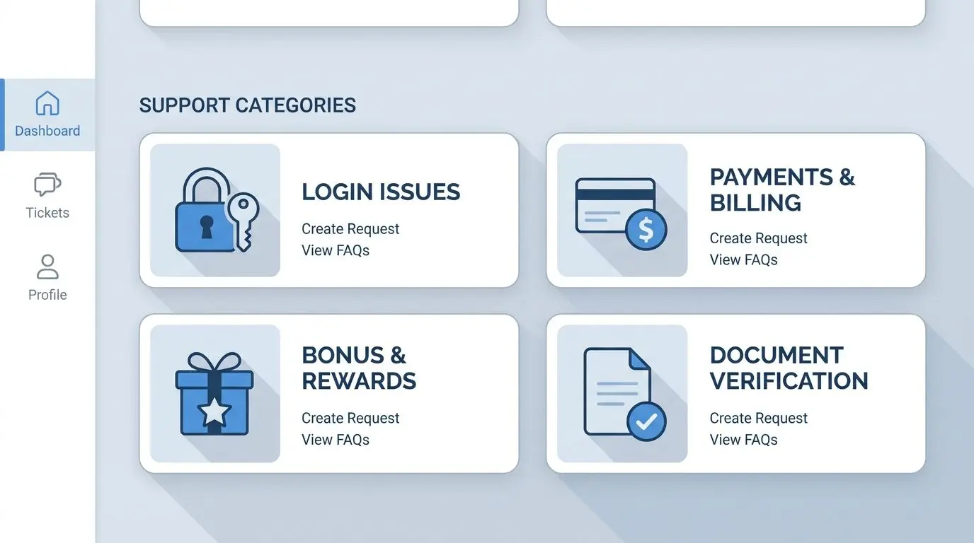 Icone assistenza per login pagamenti bonus e documenti
